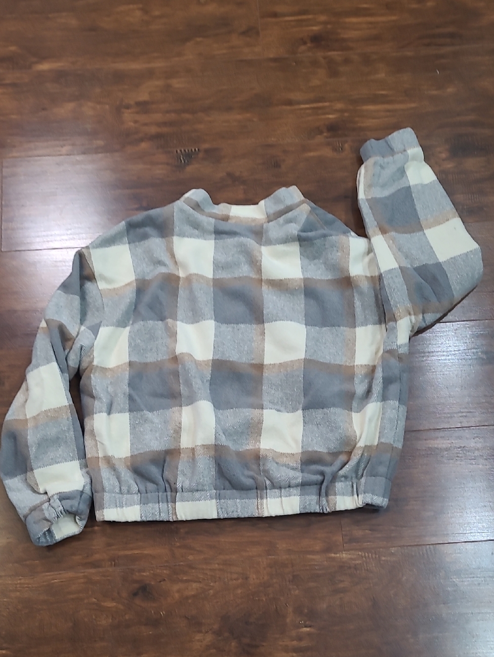 Dear John Plaid Button-Up Jacket - Cream & Gray Size  Large - Picture 7 of 7